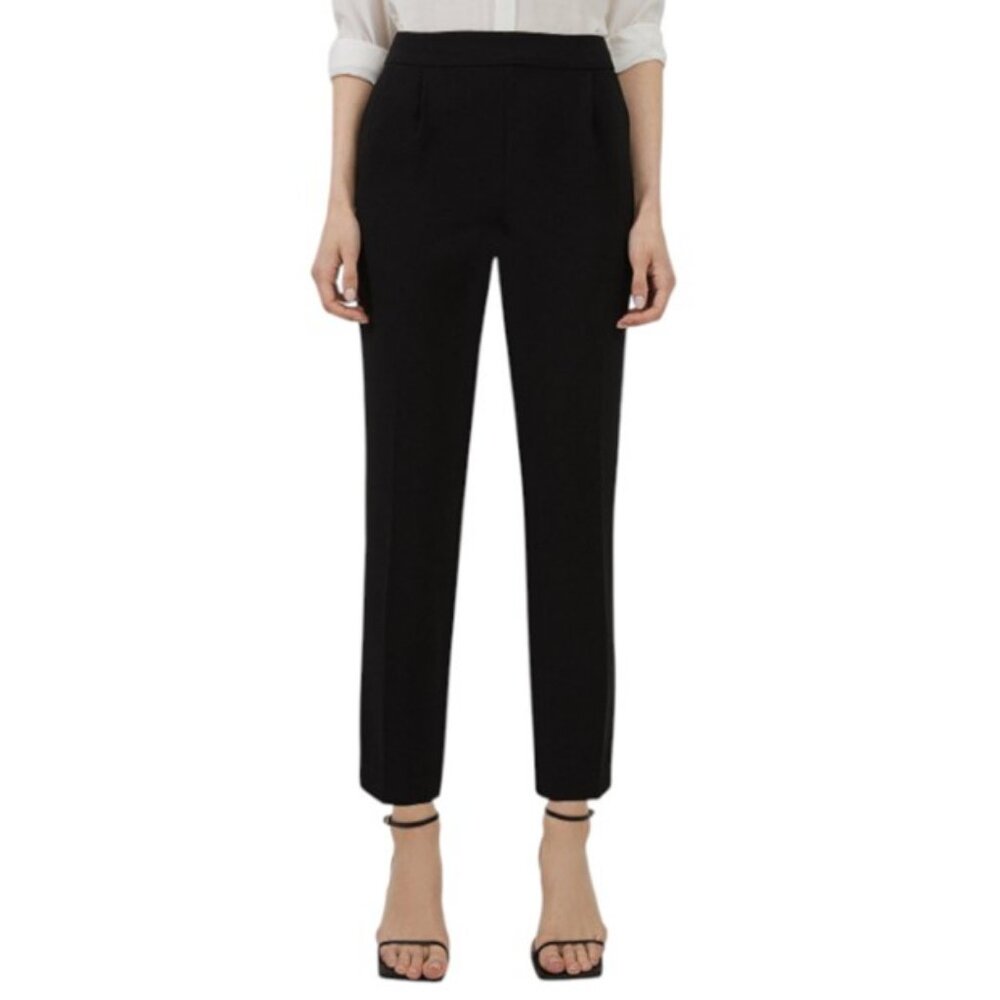 Karen Millen black tailored high waisted slim leg trousers size 8